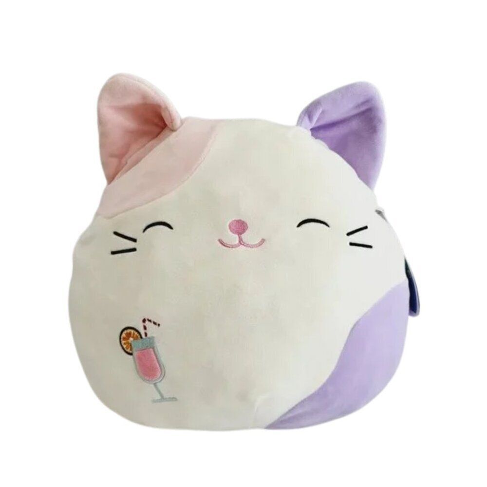 Squishmallow Summer Fun Carlota the Cat w/ Embroidered Drink 12"